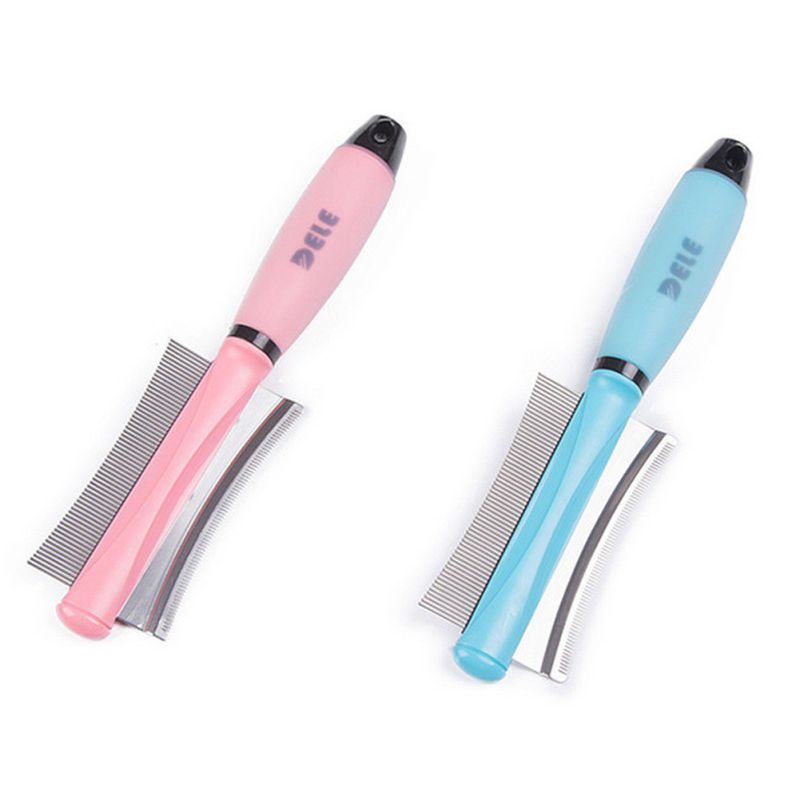 Double Sided Comb Stainless Steel Tangles Hair Brush Dog Pet Grooming