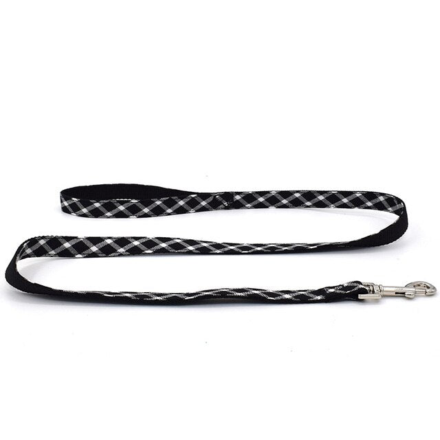 Plaid Stripe Dog Cat Collar Leash