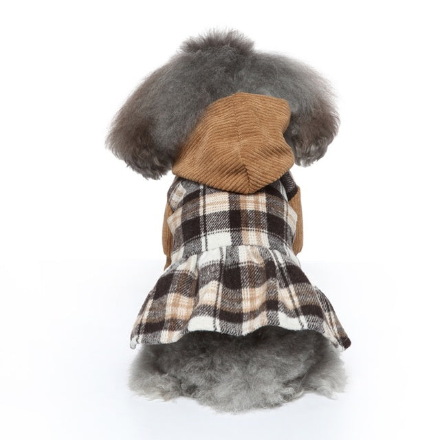 Cat Dog Dress Plaid Dog Hoodie Dress