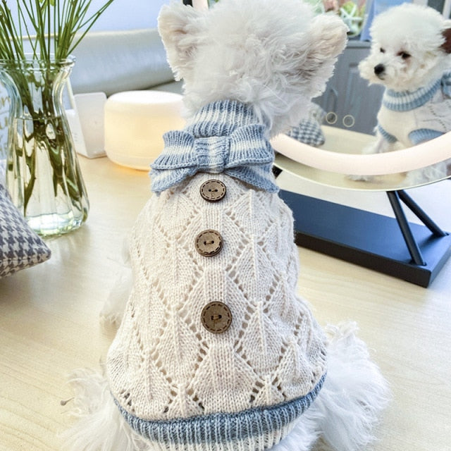 Classic Dog Winter Sweater with Tie