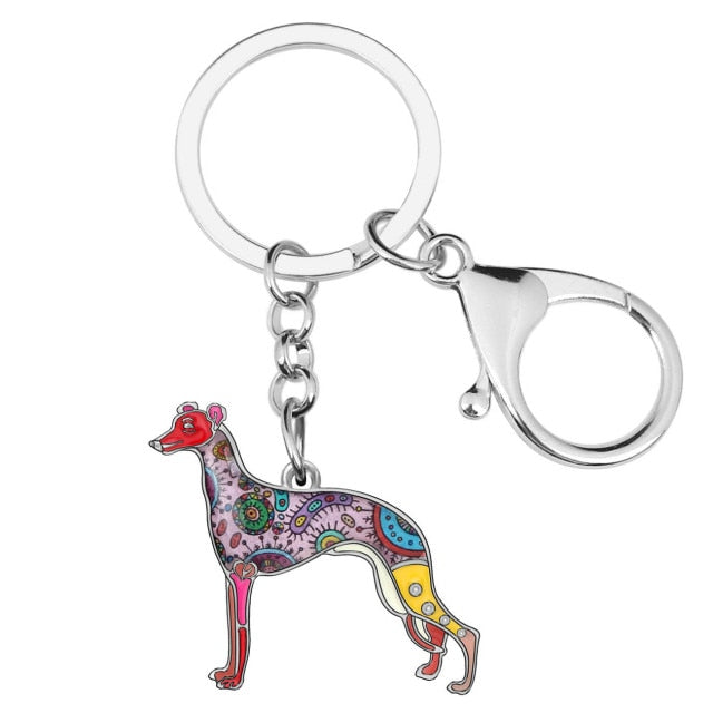 Enamel Metal Whippet Dog Key Chains