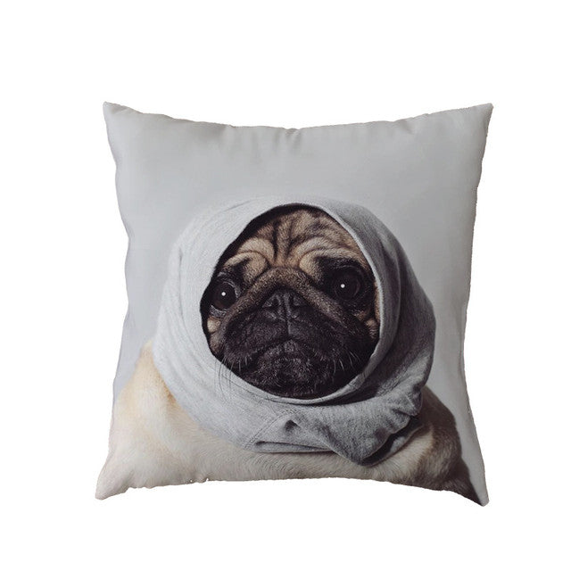 Dogs Pillow Cover White Cushion Cover