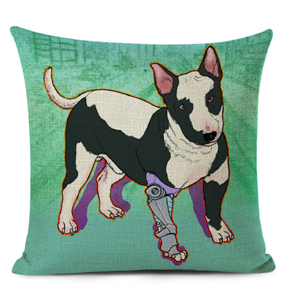 Bull Terrier Cushion Dog Printed Linen Pillowcase
