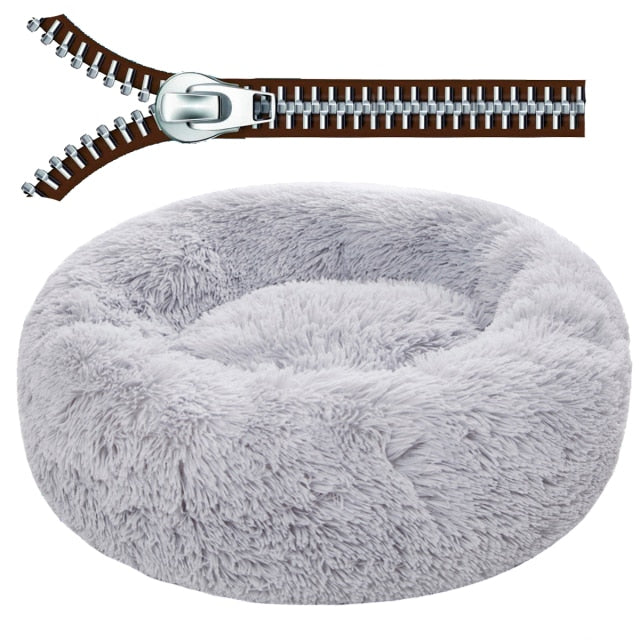 Round Plush Dog Bed Basket Cushion