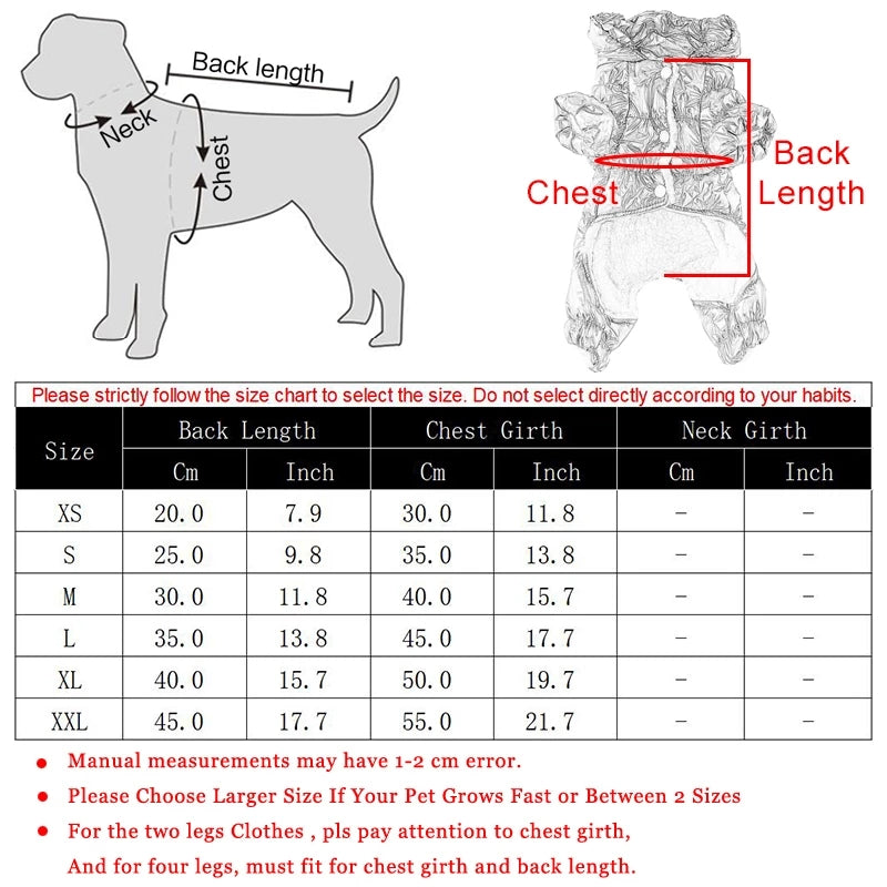 Winter Dog Clothes Thicken Overall