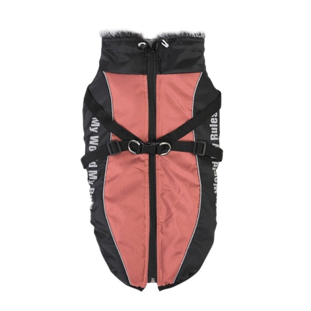 Large Dog Jacket With Harness Winter Padded Clothes