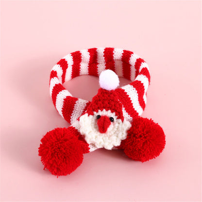 Knitted Wool Striped Christmas Scarf Dog