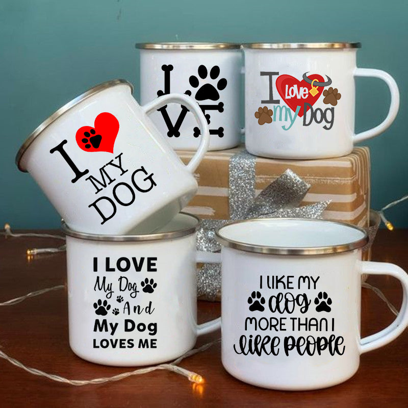 I Love My Dog Printed Enamel Mugs