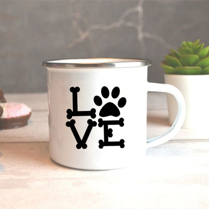 I Love My Dog Printed Enamel Mugs