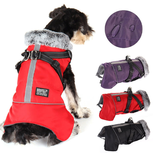 Dog Clothes with Harness Collar Coat