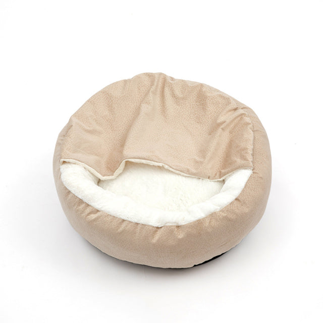 Dog Bed With Hooded Blanket Winter Warm