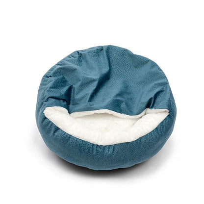 Dog Bed With Hooded Blanket Winter Warm
