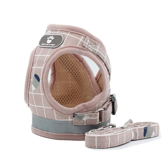 Dog Harness Reflective Plaid Chest Strap