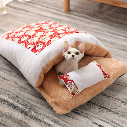Removable House Bed for Dogs Nest Cushion with Pillow