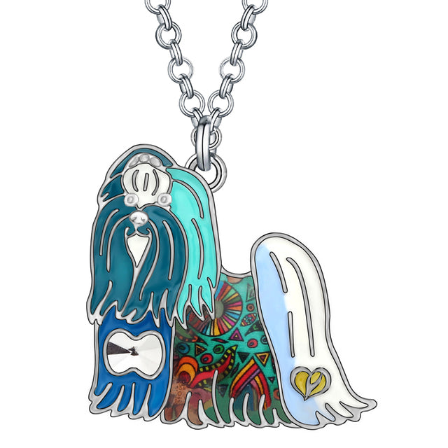 Alloy Maltese Dog Necklace Standing Pendant