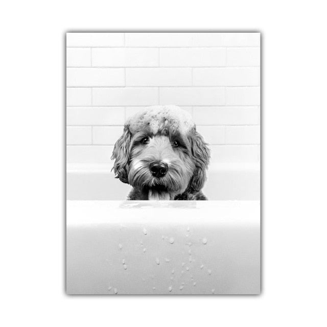 funny dog Bathroom wall art Poster home decor