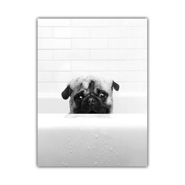 funny dog Bathroom wall art Poster home decor