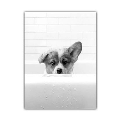 funny dog Bathroom wall art Poster home decor