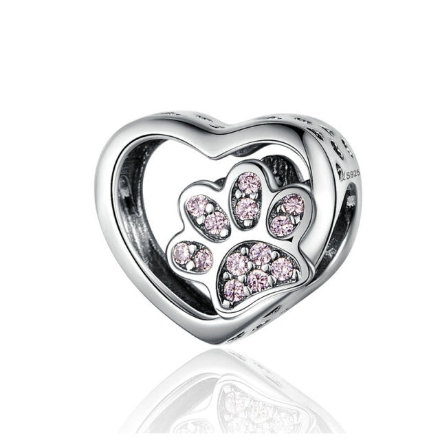 Animal Love Beads Sterling Silver Dog Footprints