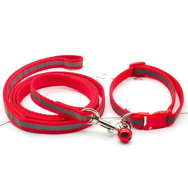 Reflective Leash and Dog Collar Adjustable