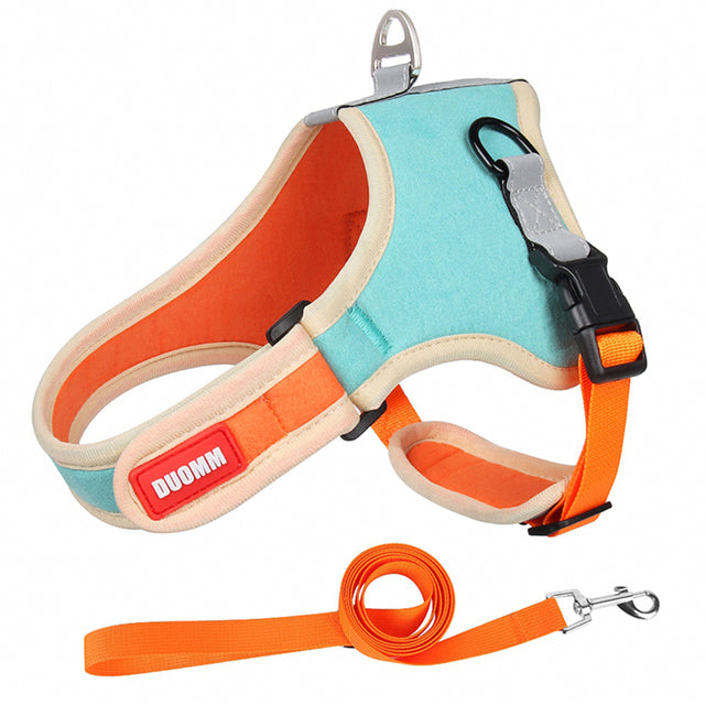 Saddle Dog Harness Suede Leash Set