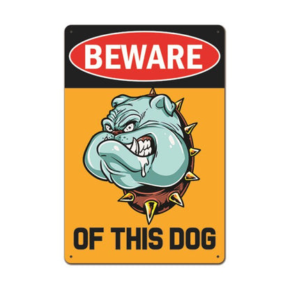 Beware of Dog Retro Tin Plates