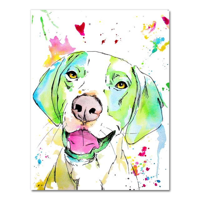 Watercolor Dog Splash Artwork Wall Art Painting