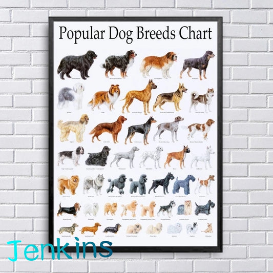 Popular Dog Breeds Chart Poster