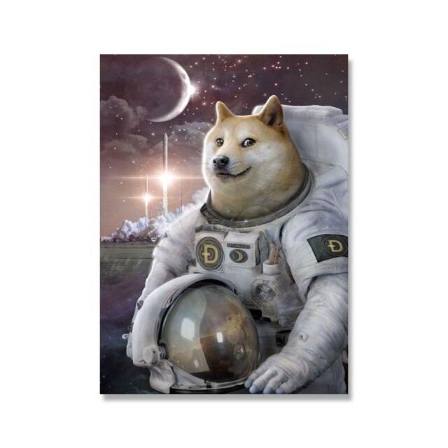 Dog Astronaut Poster Modern Science Wall Art