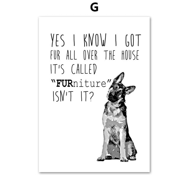 Picture Dog Canvas Painting Black and White