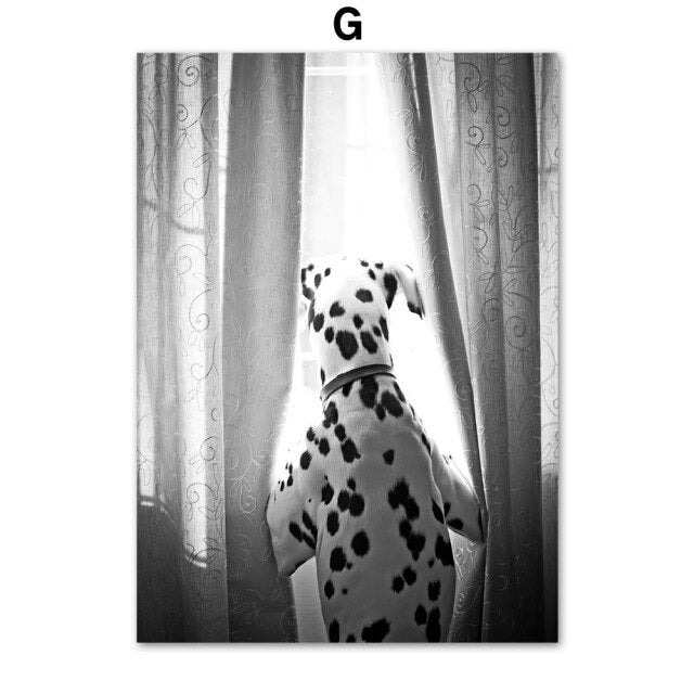 Retro Nordic Poster Window Dog Wall Art Print