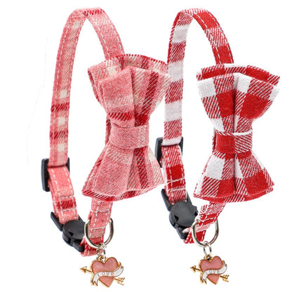 Valentine Day Pet Collar Bell Bow
