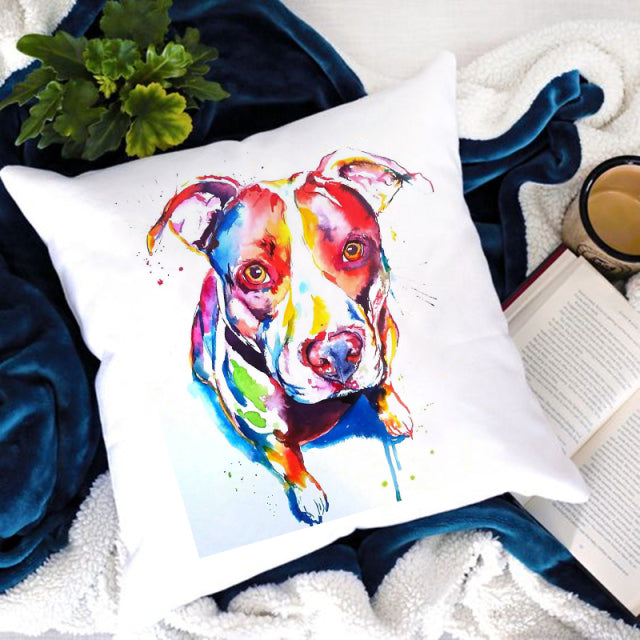 Watercolor Cute Dog Printed Pillowcase