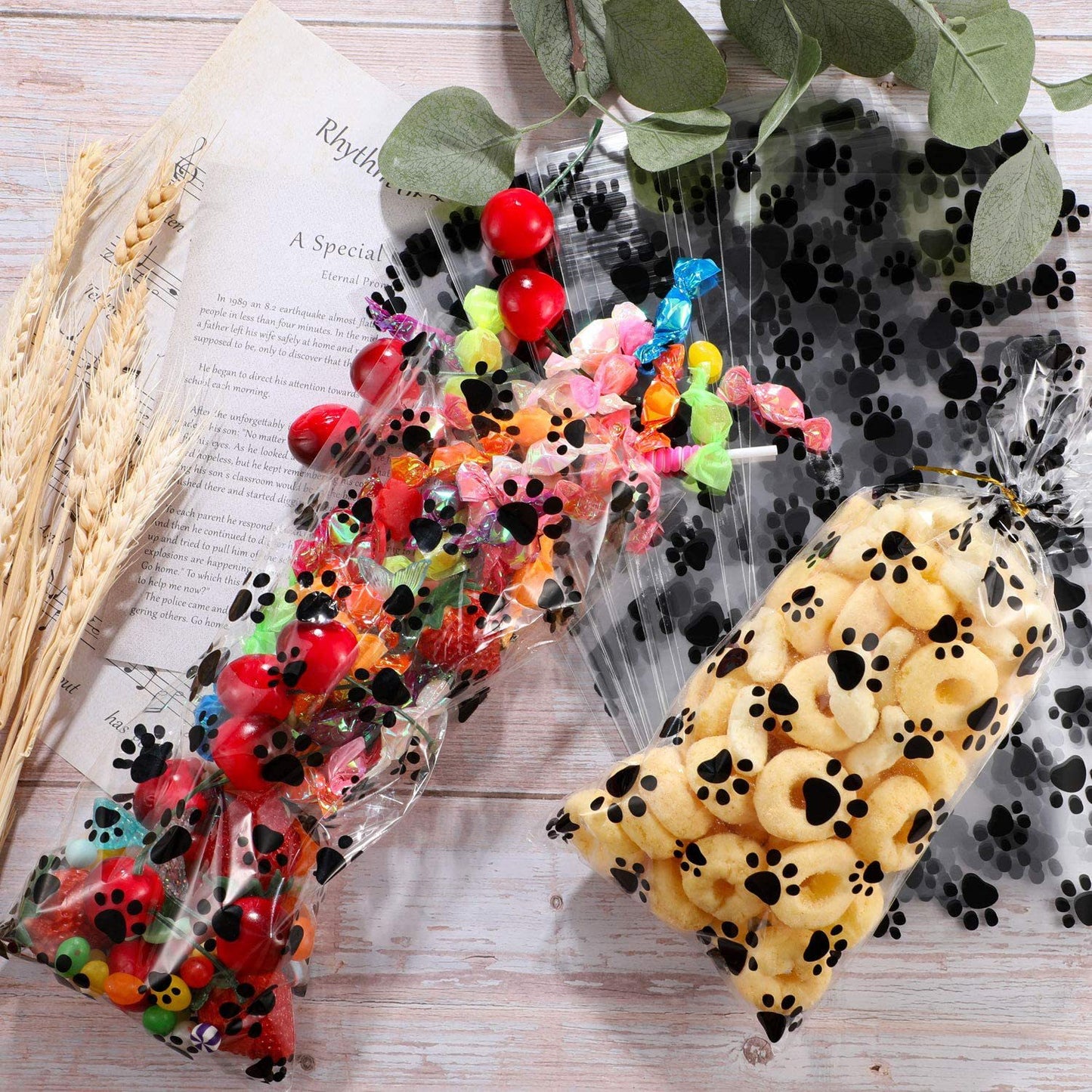 Dog Paw Print Treat Bags Puppy Dogs