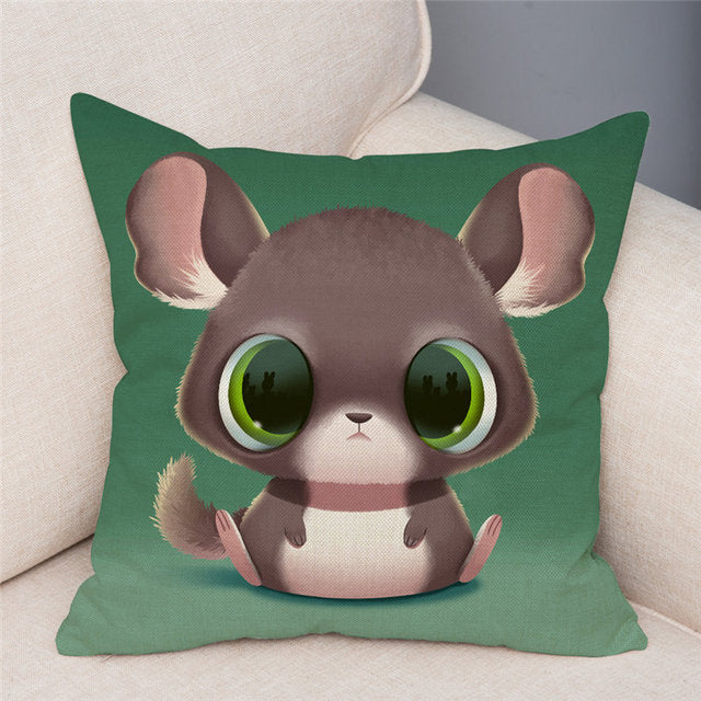 Cute Cartoon Colorful Dog Cushion Linen Pillows Covers