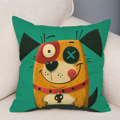 Cute Cartoon Colorful Dog Cushion Linen Pillows Covers