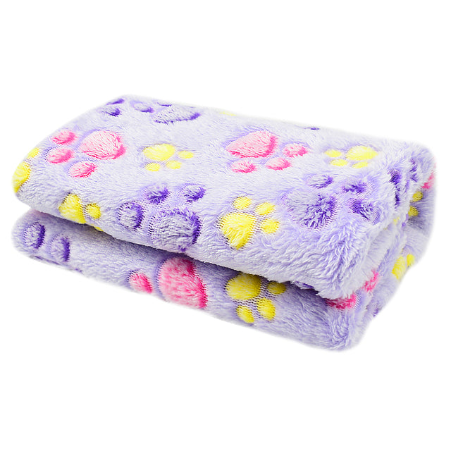 Paw Print Cat Dog Bed Blanket Soft Fleece