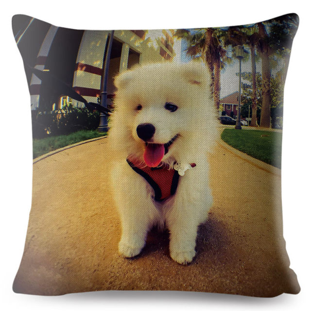 Cute Pet Dog Pillow Cover Covers Linen Pillow Case Sofa Home Decor Pillows