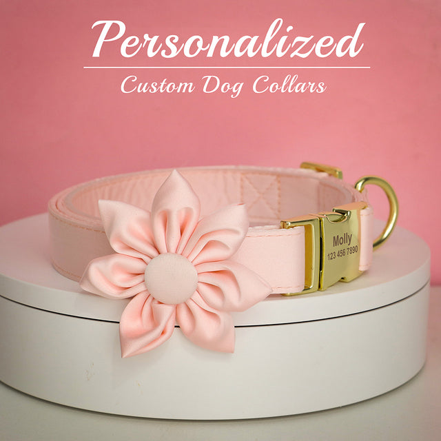 Free Engraved Dog Collar Personalized Puppy Flower