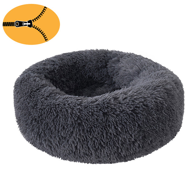 Round Donut Design Dog Calming Bed Winter