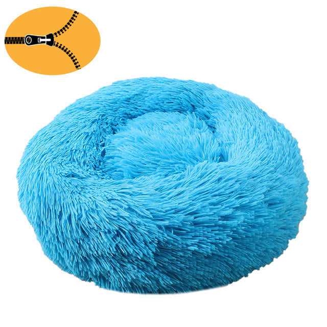 Round Donut Design Dog Calming Bed Winter