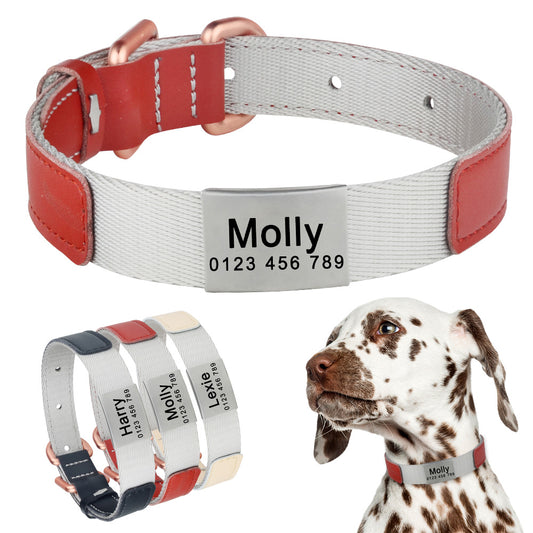 Adjustable Nylon Collar Engrave Dog Collar