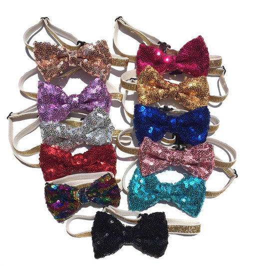 Sequins Bowknot Collars Adjustable Strap