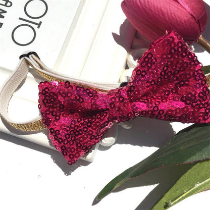 Sequins Bowknot Collars Adjustable Strap