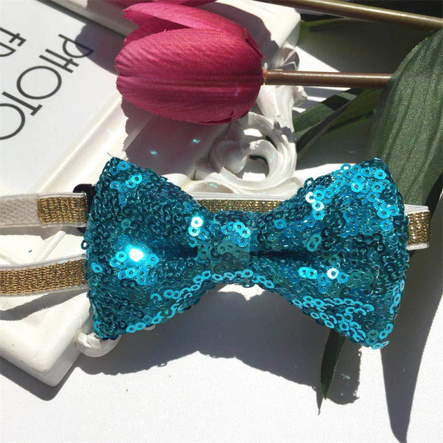 Sequins Bowknot Collars Adjustable Strap