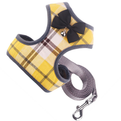 Dog Harness Leash Set With Bells Adjustable
