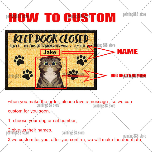 Keep Door Closed Custom Dog Name Doormat Rug