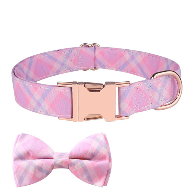 Personalized Floral Dog Collar With Bow Tie