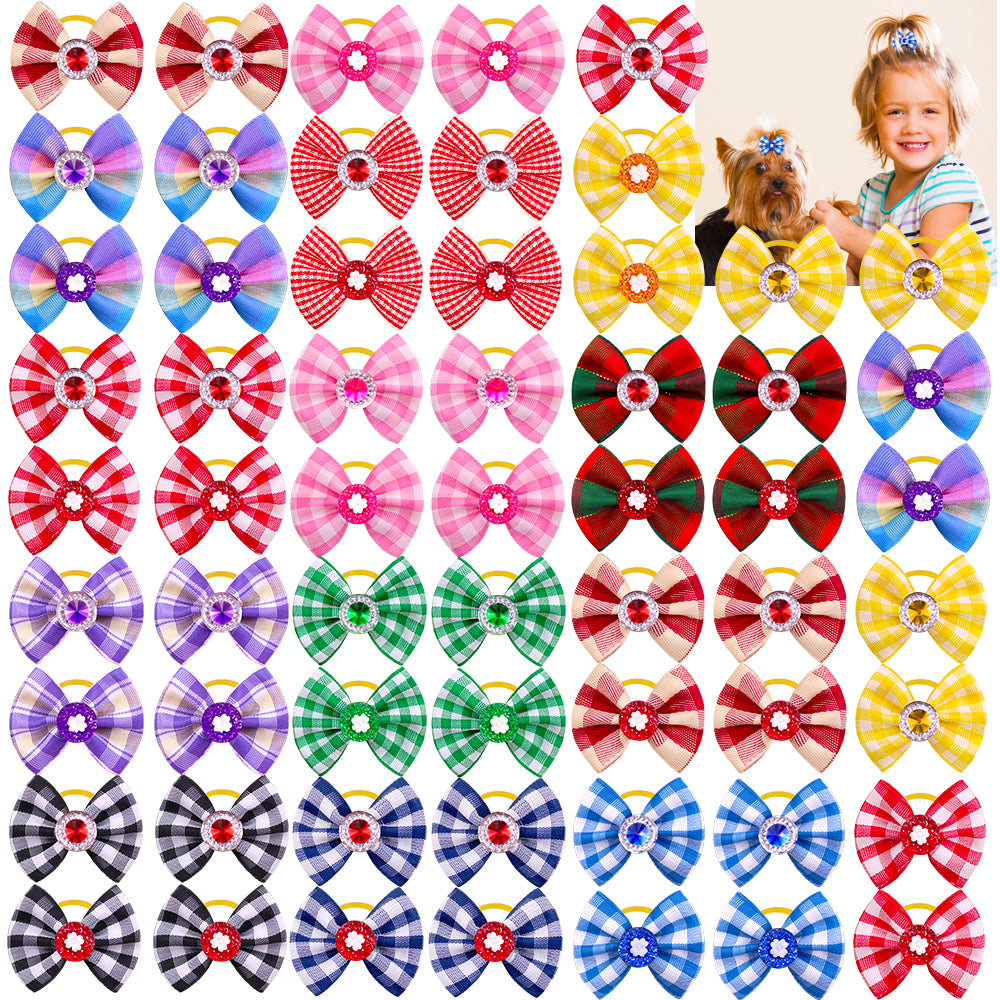 Dog Hair Bows Diamond Rubber Bands
