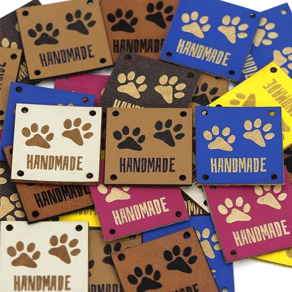 Dog Paw Leather Tags Handmade Label